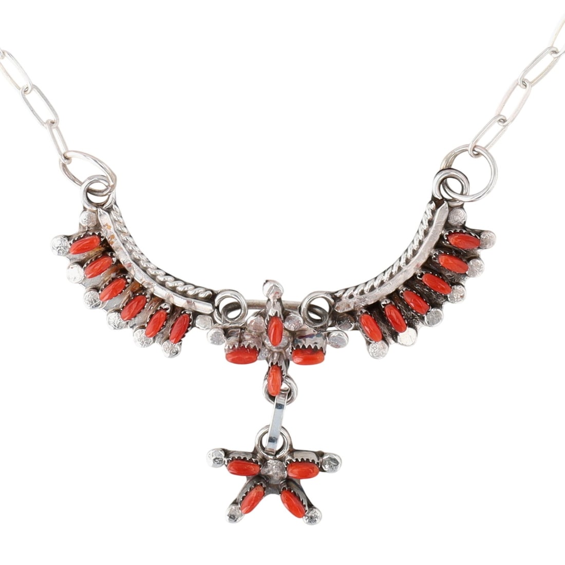 Delfred Fambrough Zuni Sterling Coral Necklace (1 of 7)