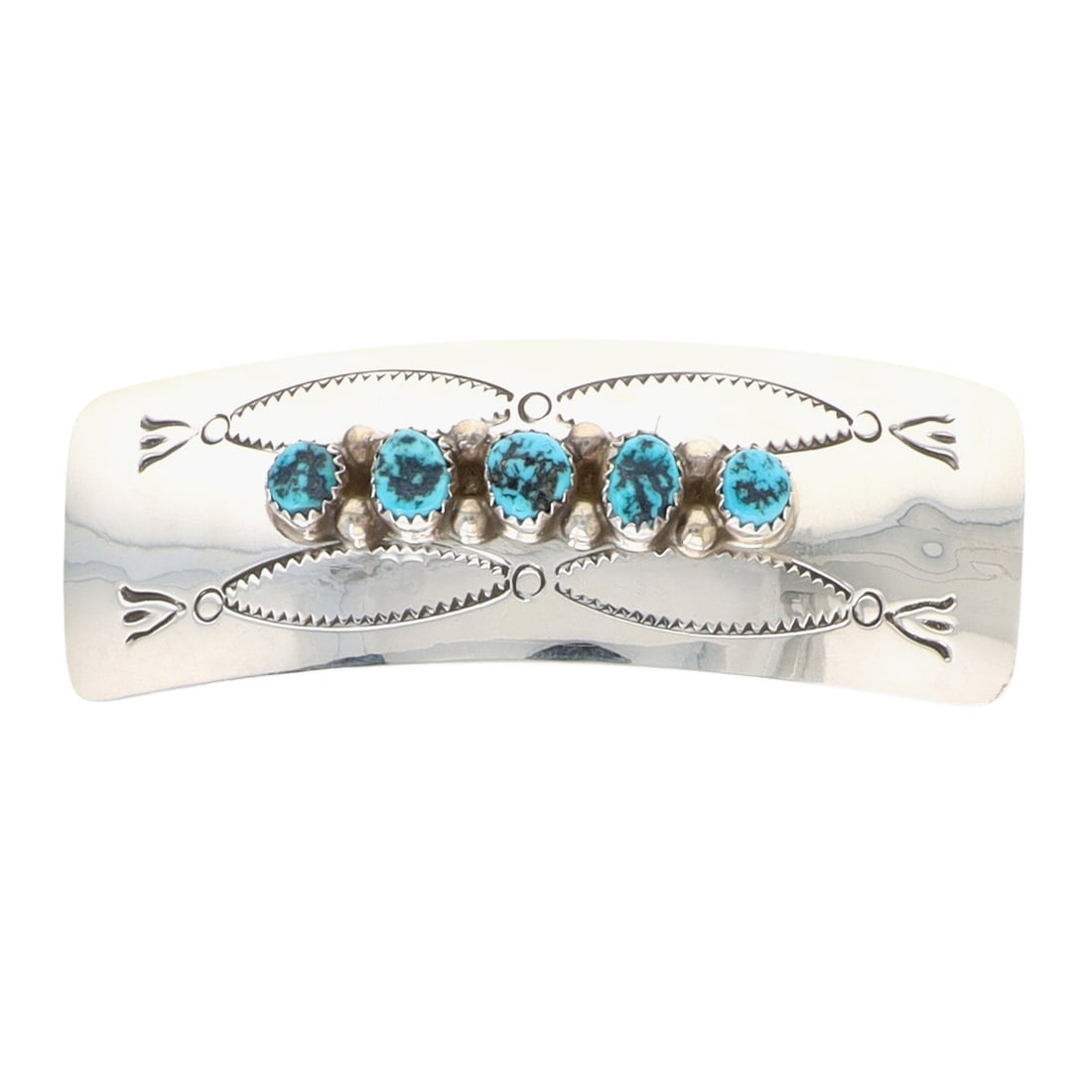 Joan Begay Navajo Sterling Kingman Turquoise Hair Clip: Joan Begay Navajo Sterling Kingman Turquoise Hair Clip 15g