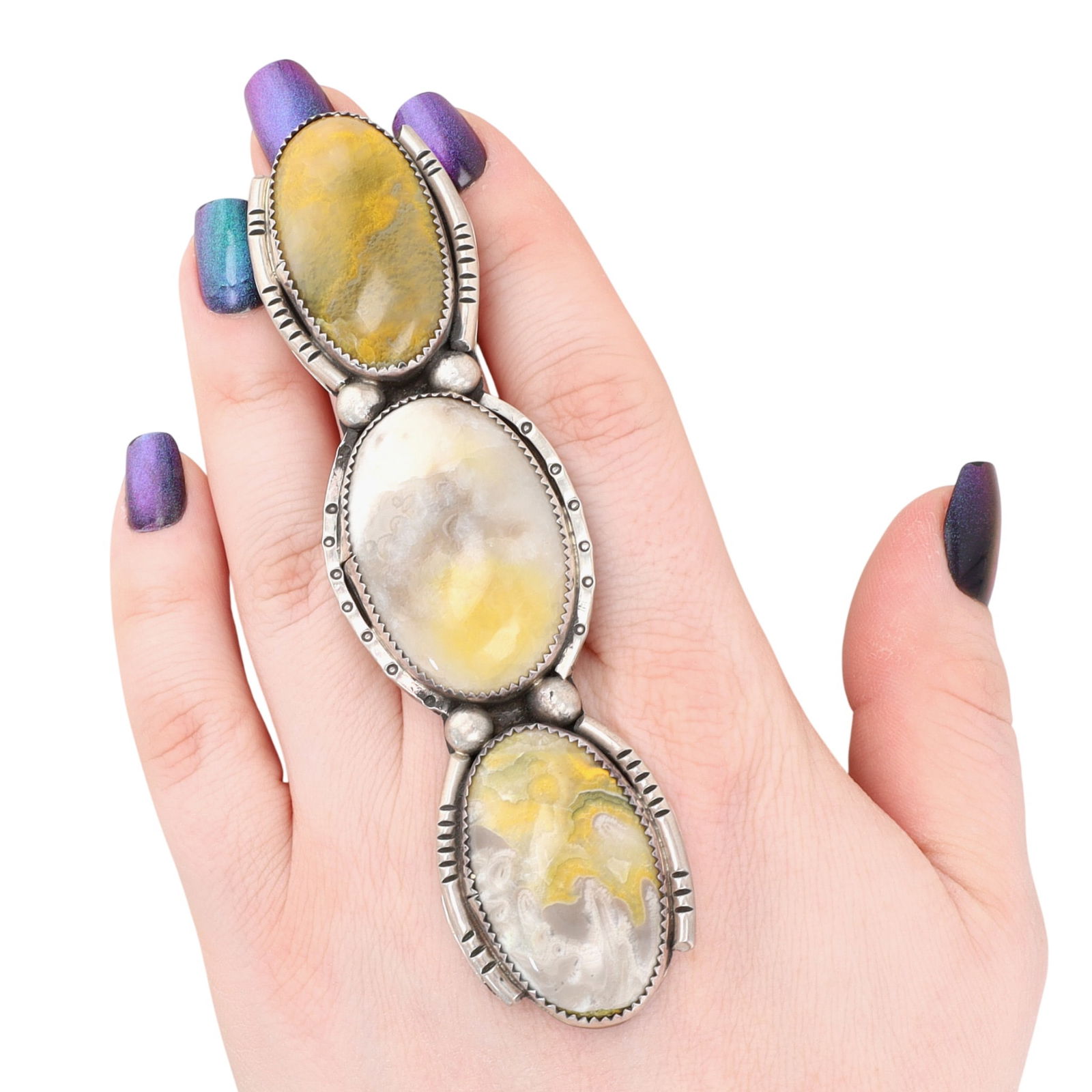 Joelias Draper Navajo Long Sterling Bumble Bee Jasper Ring Sz 9 (1 of 8)