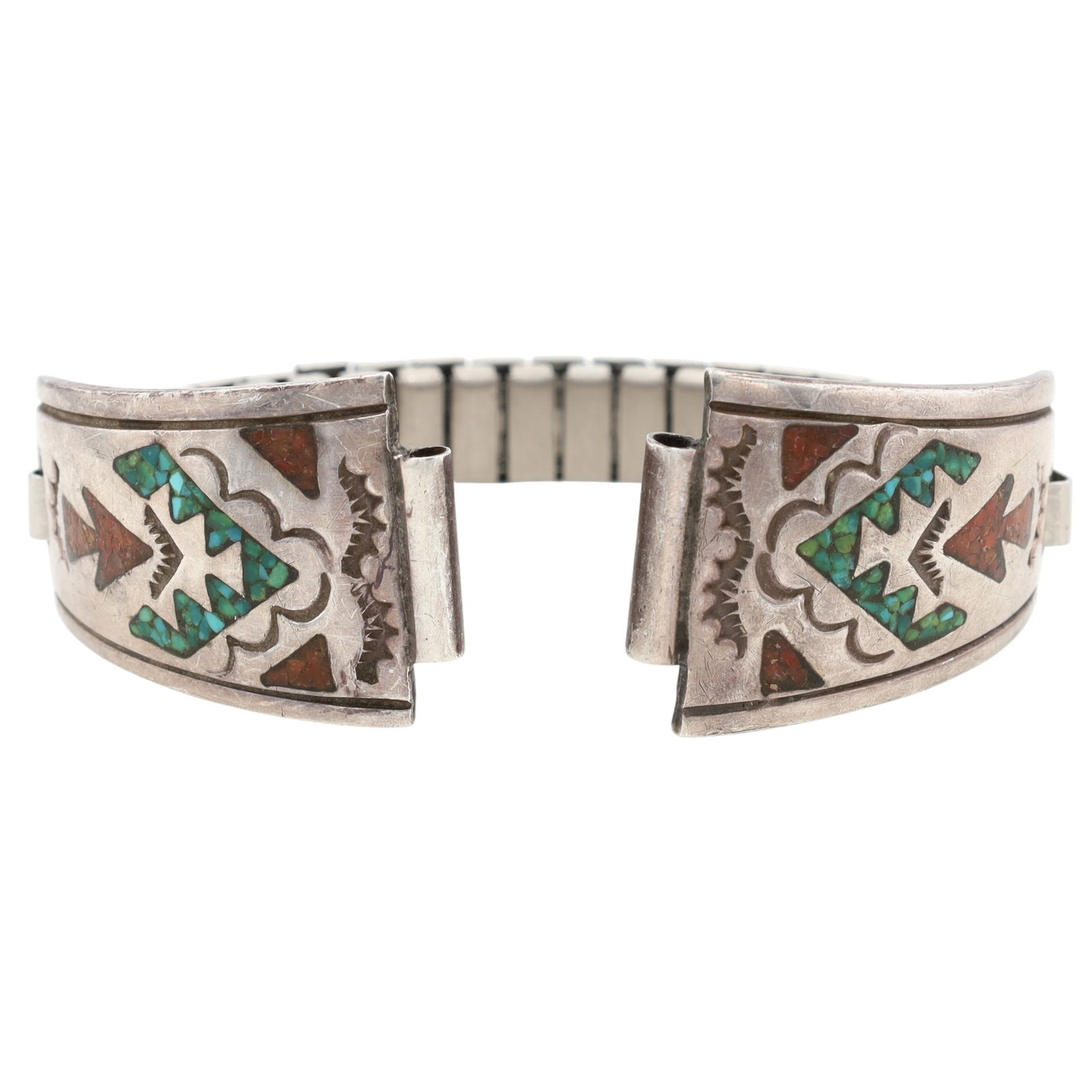 Gilo & Grace Nakai Navajo Sterling Crushed Multi-Stone Inlay Watch Nibs (1 of 7)