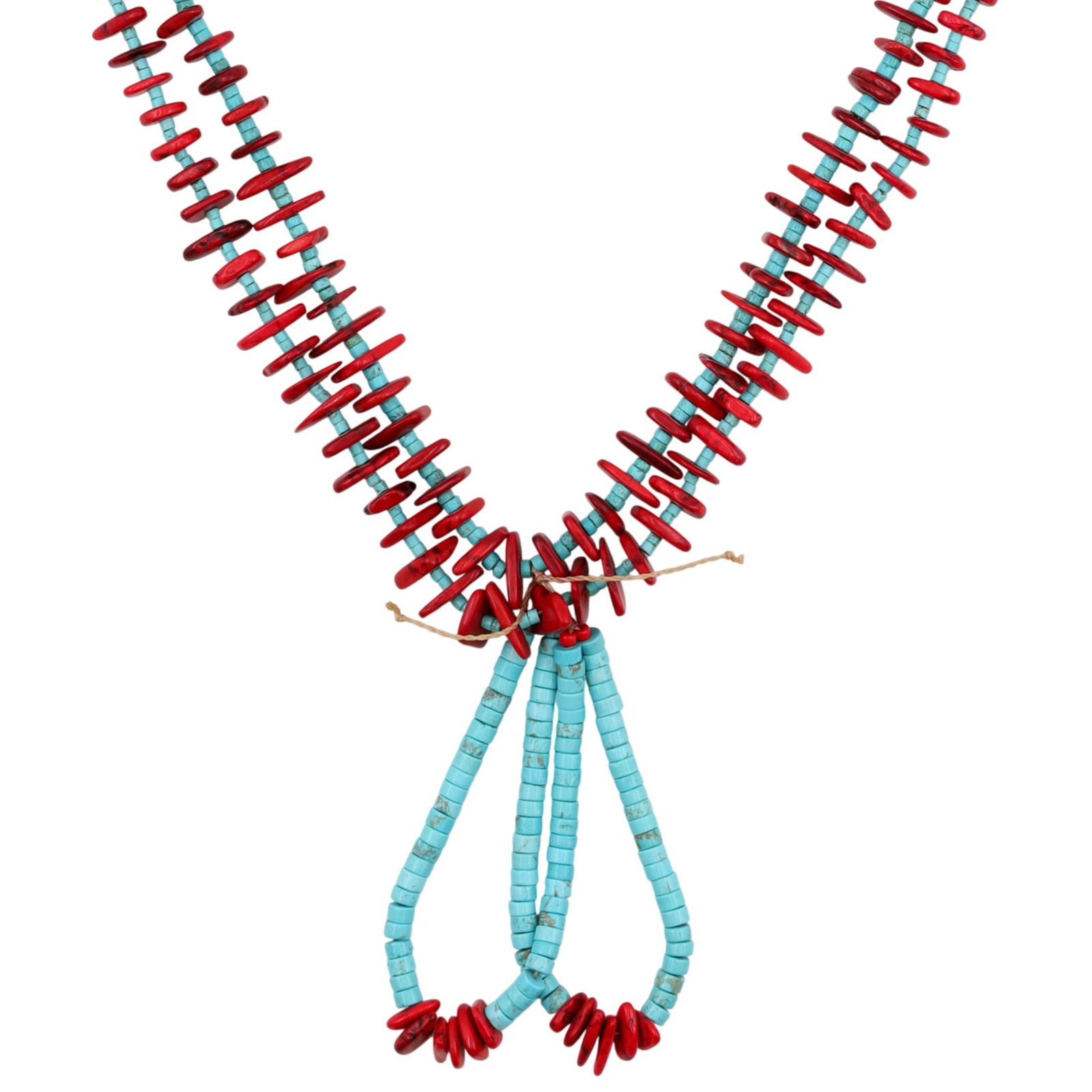 Navajo Red Blue Turquoise Heishi Necklace And Jaclas (1 of 5)
