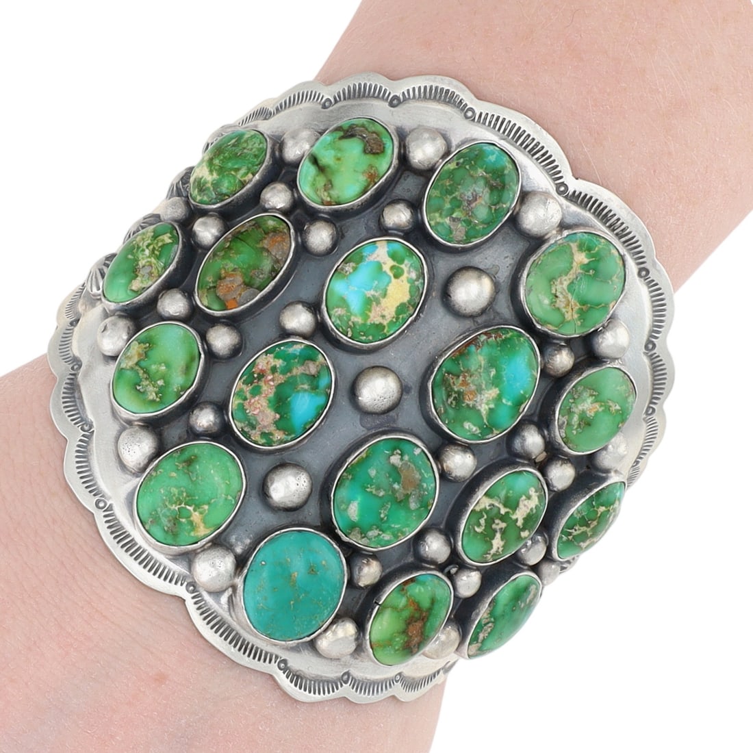 Tom Lewis Navajo Sterling Sonoran Gold Turquoise Cuff Bracelet (1 of 9)