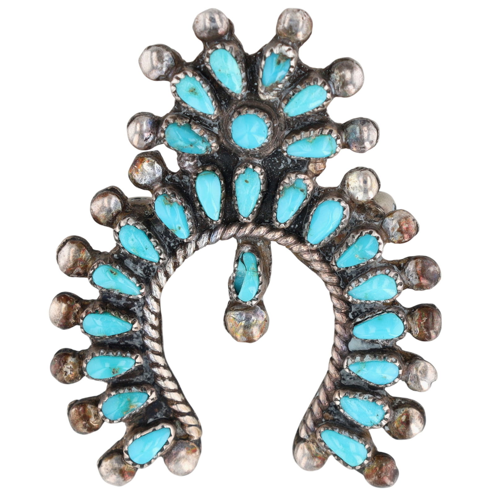 Vintage Zuni Sterling Turquoise Cluster Naja Brooch (1 of 3)