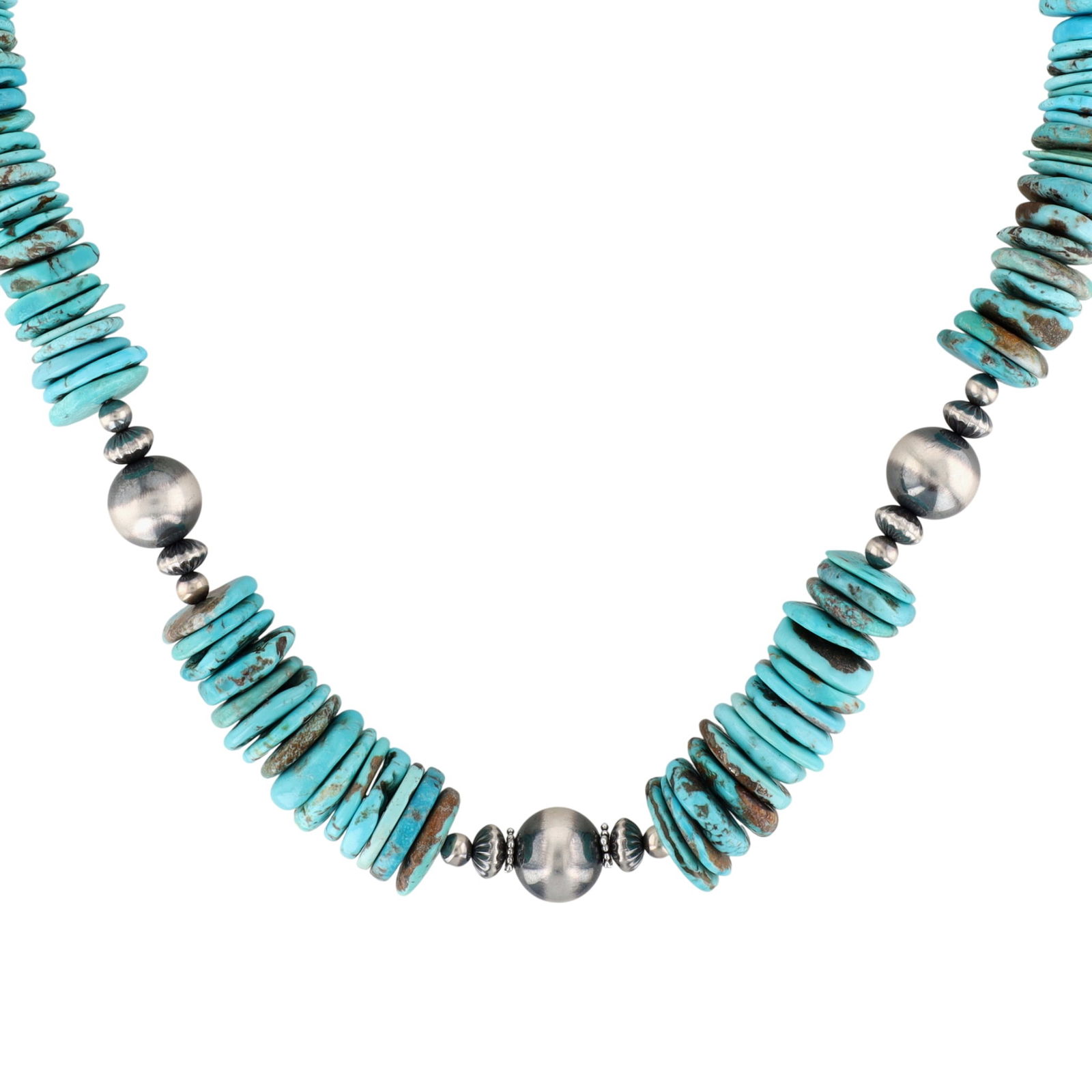 Navajo Sterling White Water Turquoise Beaded Necklace (1 of 6)