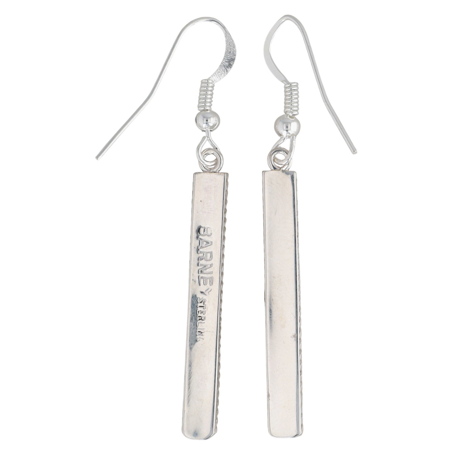 Allen Barney Navajo Sterling White Buffalo Hook Dangle Earrings - 2
