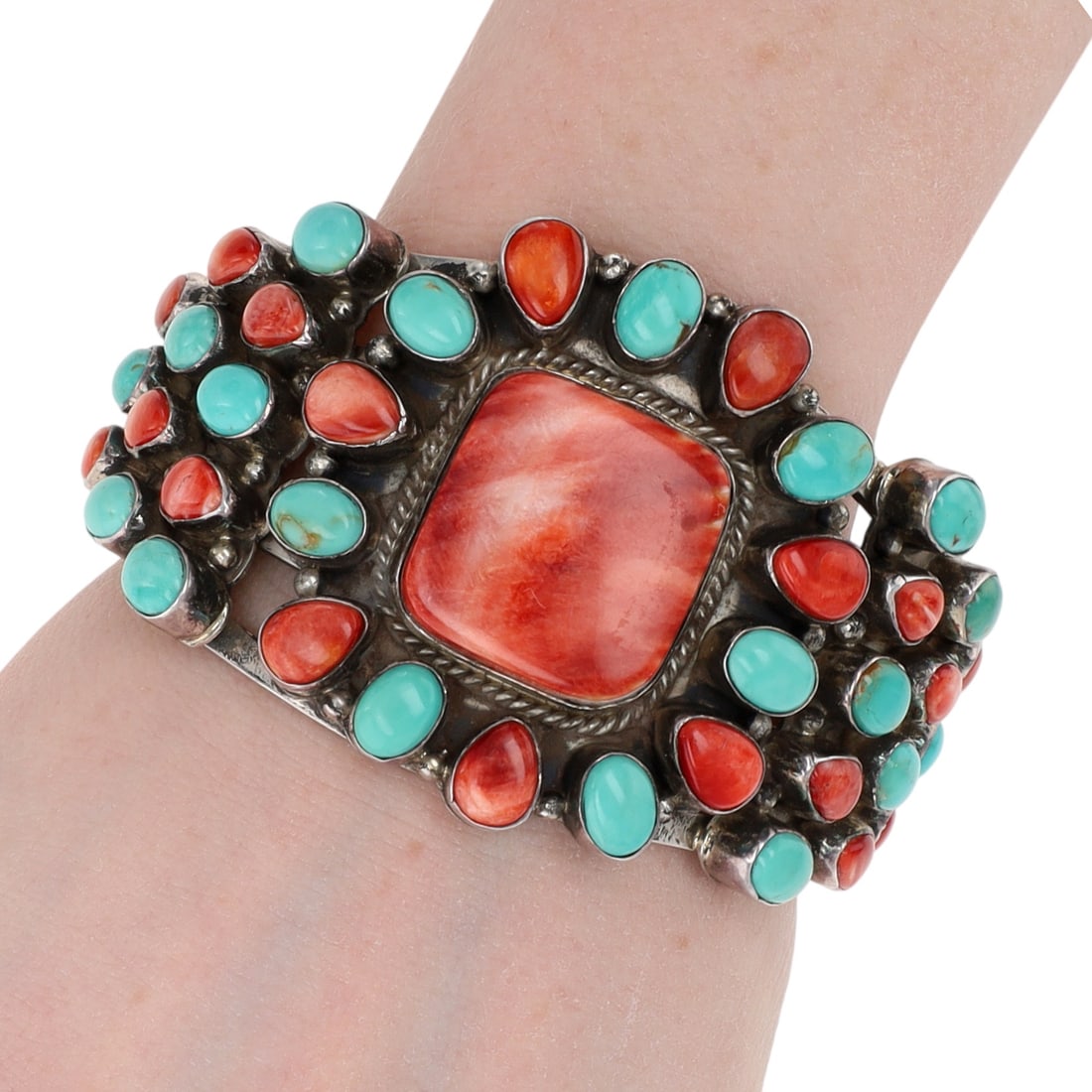 Patrick Yazzie Navajo Sterling Multi-Stone Cuff Bracelet (1 of 9)