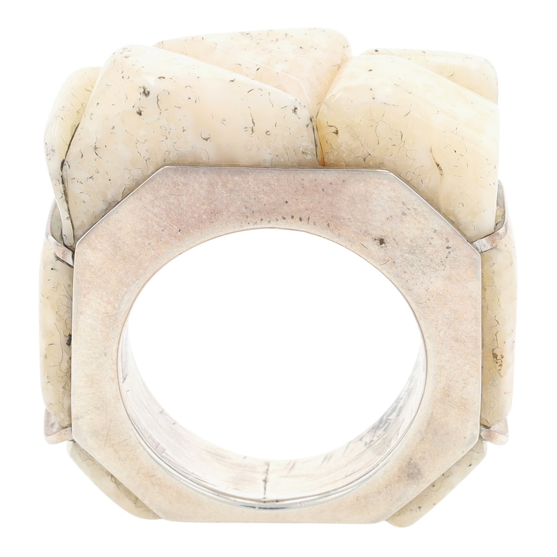 Francis Melvin Navajo Sterling Fossilized Ivory Inlay Ring Sz 8 (1 of 8)