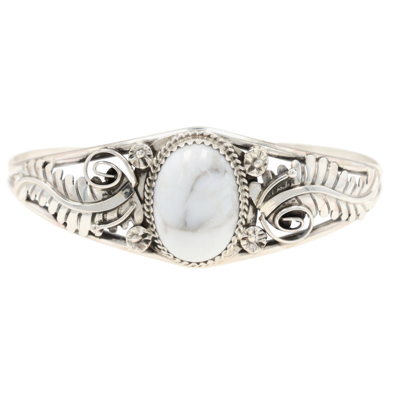 Phillip Yazzie Navajo Sterling Howlite Cuff Bracelet: Phillip Yazzie Navajo Sterling Howlite Cuff Bracelet 12g