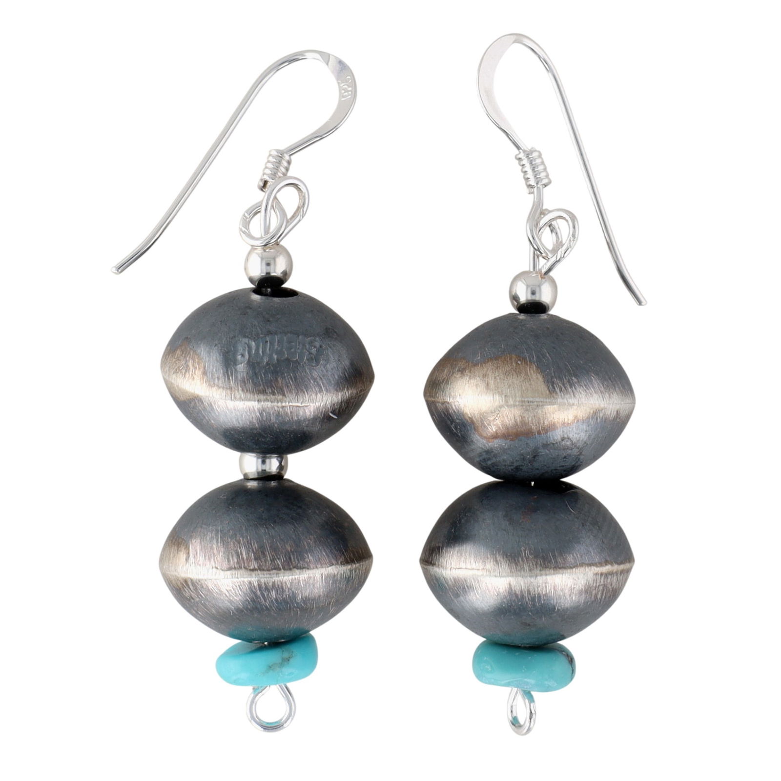 Sophia Becenti Navajo Sterling Kingman Turquoise Hook Dangle Earrings: Sophia Becenti Navajo Sterling Kingman Turquoise Hook Dangle Earrings 6g