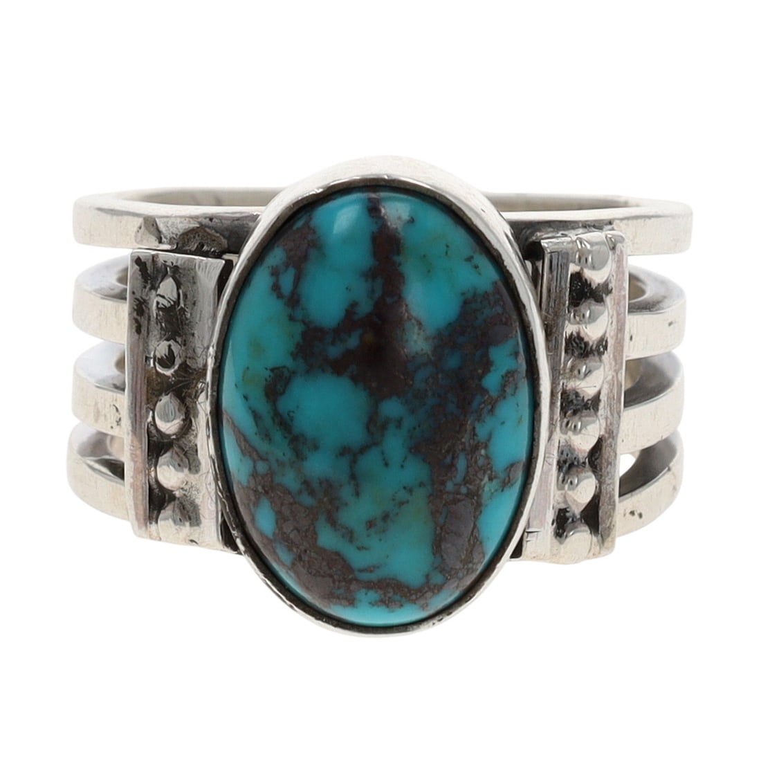 Harris Largo Navajo Sterling Kingman Turquoise Ring Sz 6 (1 of 7)