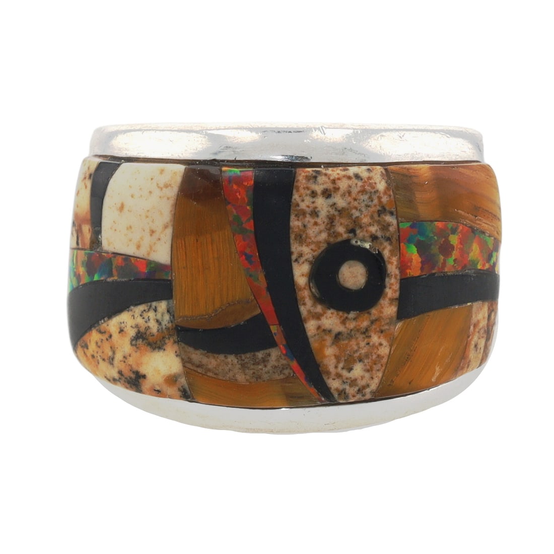 Calvin Begay Navajo Sterling Multi-Stone Inlay Ring Sz 10 (1 of 7)