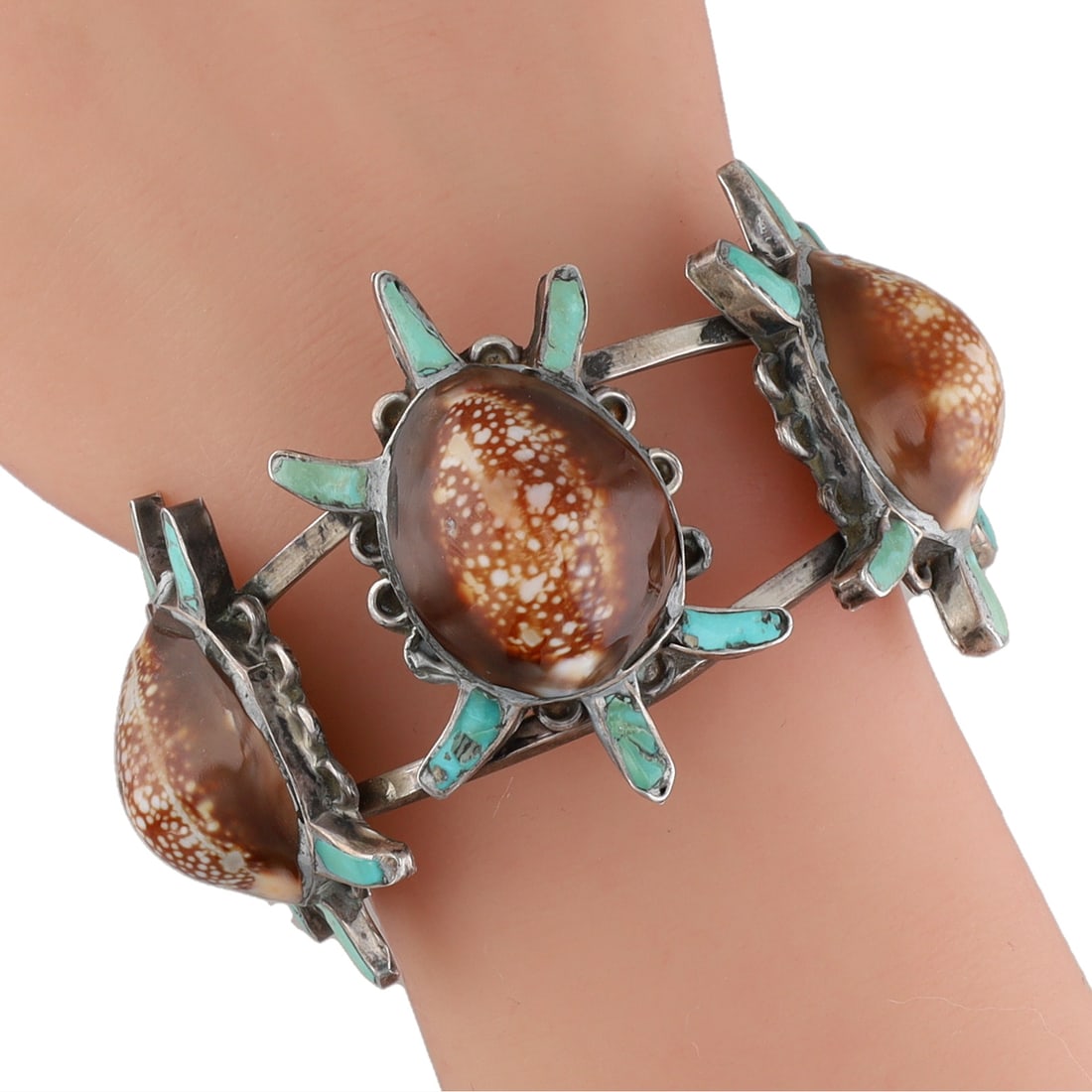 EA Zunie Zuni Sterling Multi-Stone 3D Turtle Cuff Bracelet: EA Zunie Zuni Sterling Multi-Stone 3D Turtle Cuff Bracelet 52.5g