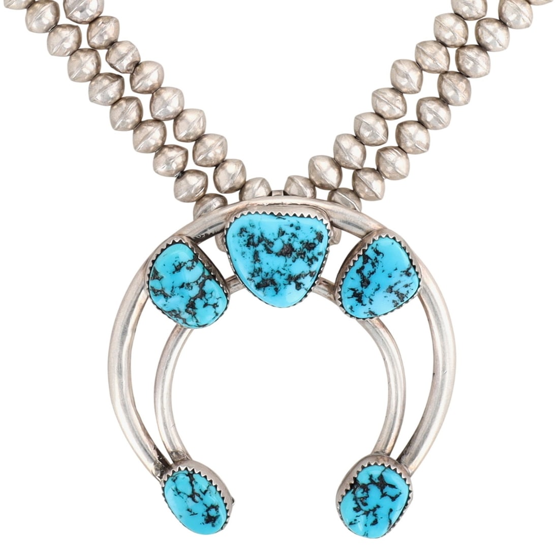 Signed Vintage Navajo Sterling Turquoise Naja Necklace (1 of 6)