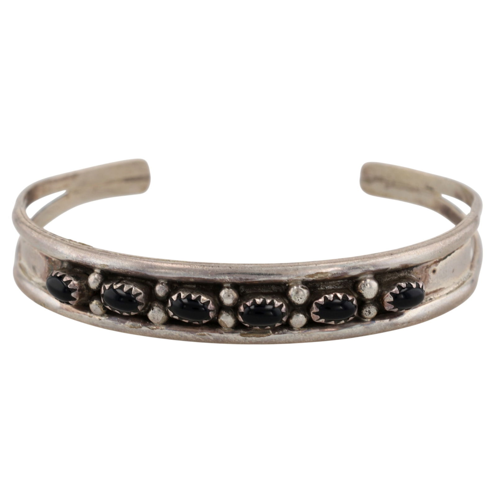 John Mike Navajo Sterling Onyx Cuff Bracelet (1 of 8)