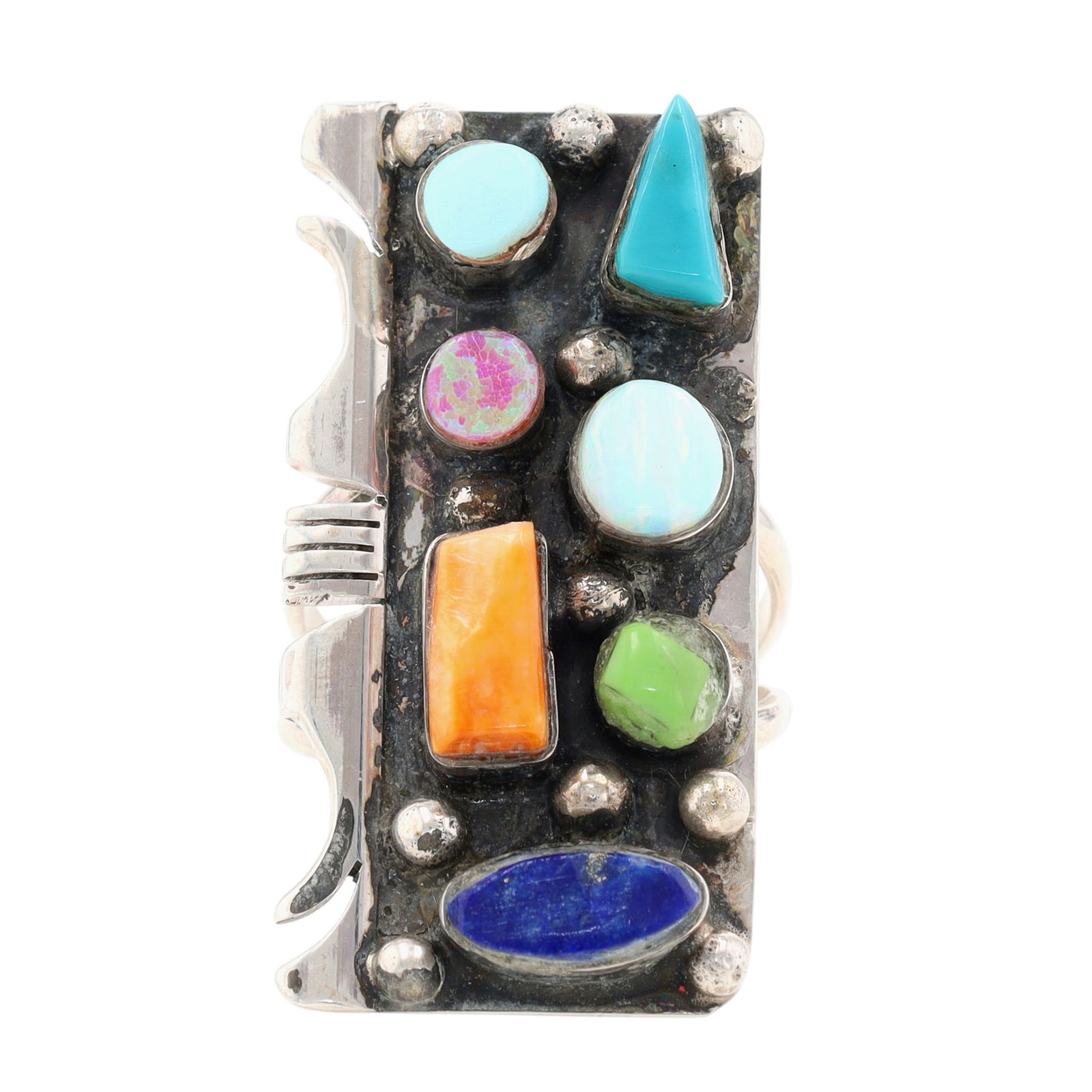 Steve Francisco Navajo Sterling Multi-Stone Cluster Ring Sz 9 (1 of 6)