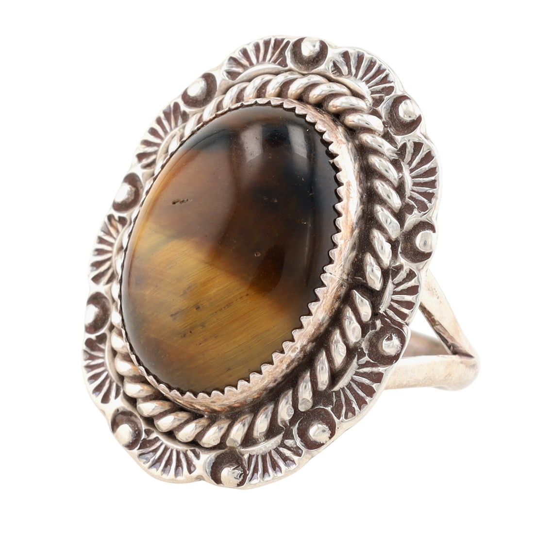 Benjamin Martinez Navajo Sterling Tigers Eye Ring Sz 9.5 (1 of 6)
