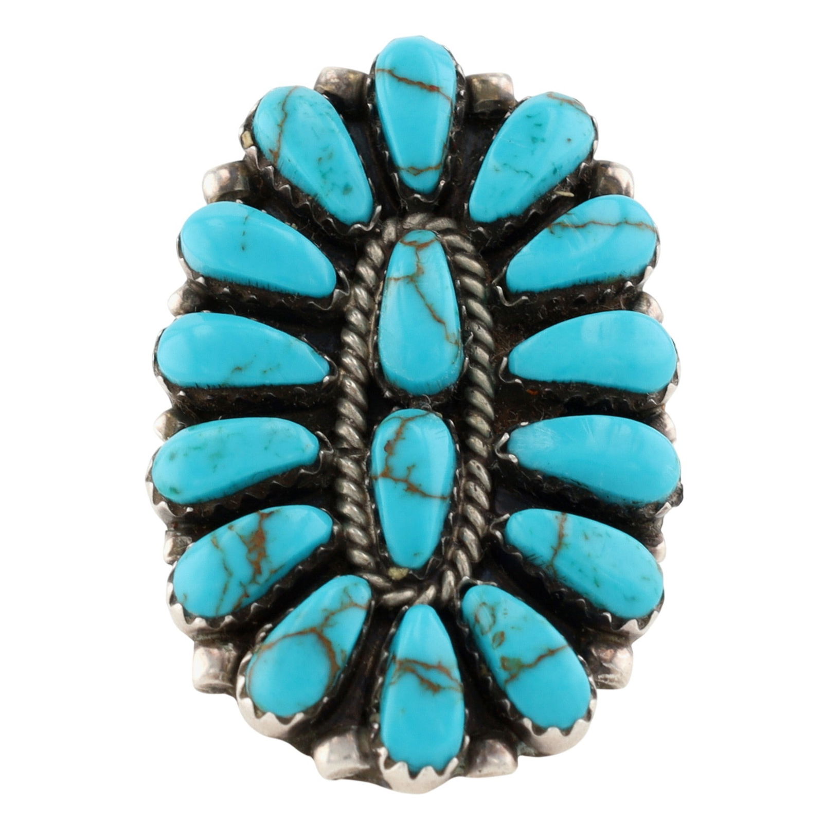 Lisa Williams Navajo Sterling Turquoise Cluster Ring Sz 7.5 (1 of 6)