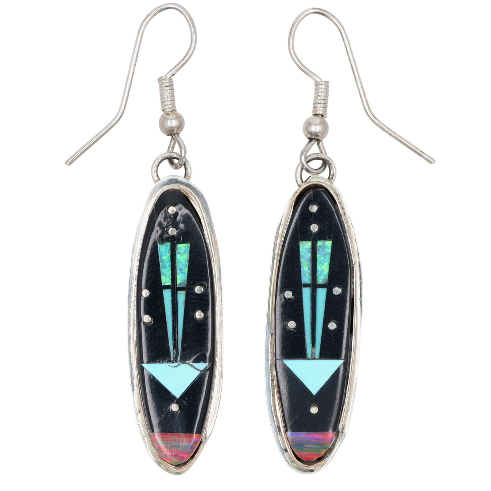 Gilbert Smith Navajo Sterling Multi-Stone Inlay Night Sky Hook Earrings (1 of 5)