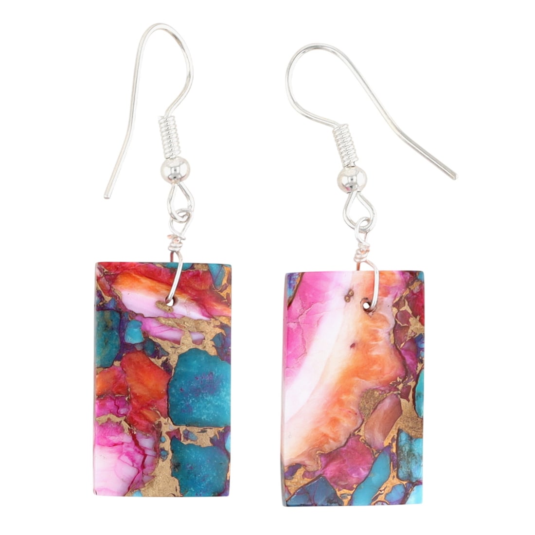 Navajo Sterling Pink Dahlia Hook Earrings: Navajo Sterling Pink Dahlia Hook Earrings 5g