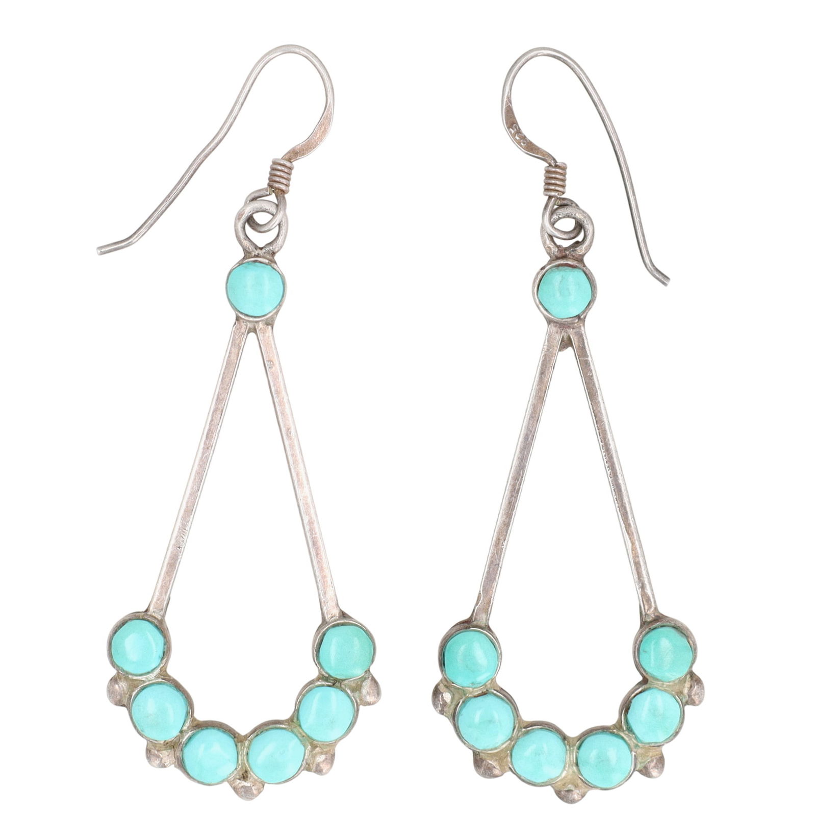 Richardson's Trading Post Vintage Zuni Sterling Turquoise Hook Earrings (1 of 5)