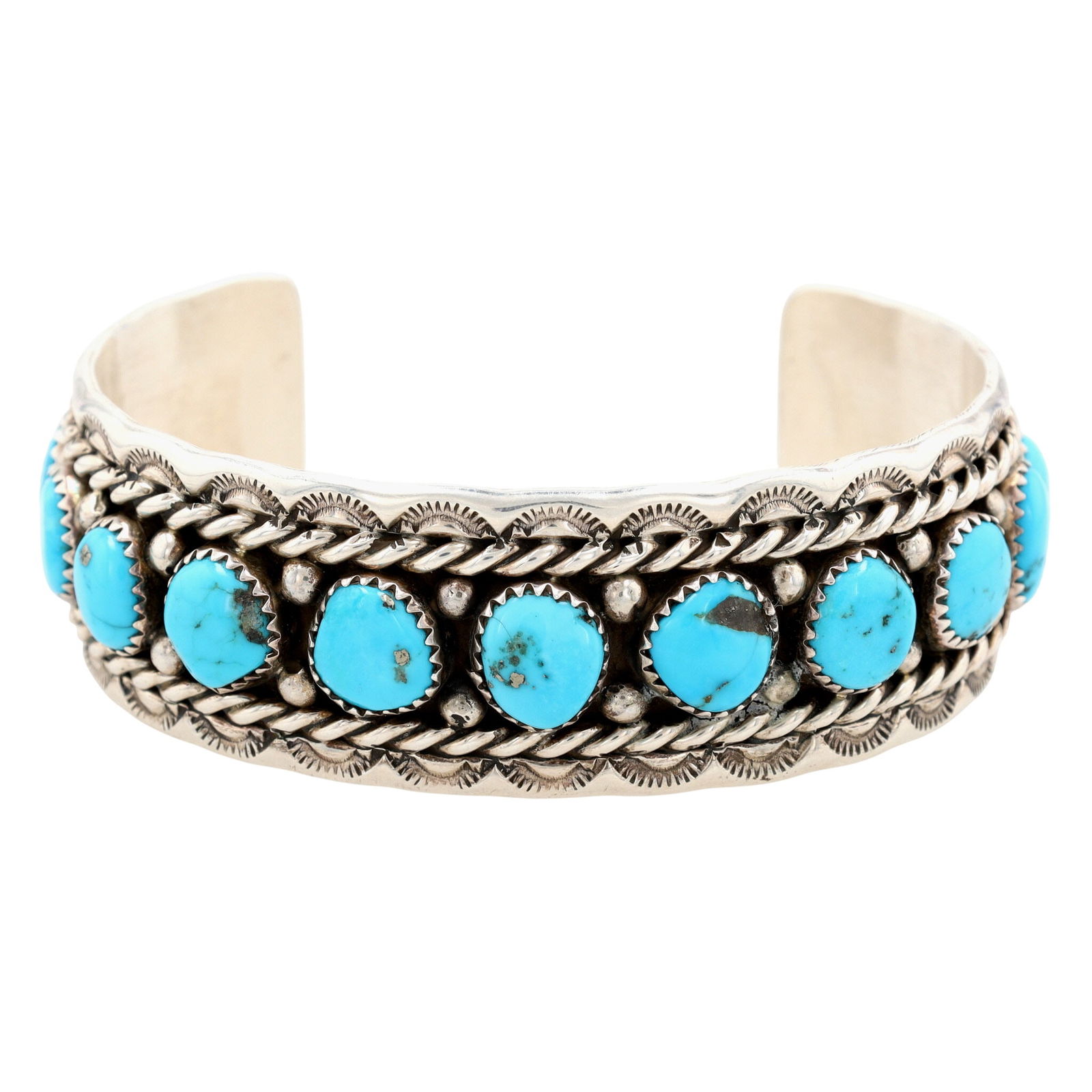 Richardson's Trading Post Chester Charley Navajo Sterling Turquoise Cuff Bracelet (1 of 9)