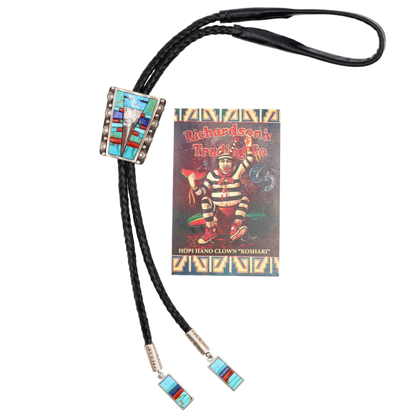 Richardson's Trading Post Len Adakai Navajo Sterling Multi-Stone Sunface Inlay Bolo Tie - 2