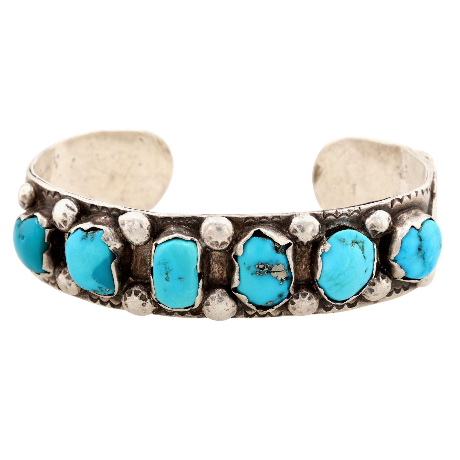 Richardson's Trading Post Vintage Navajo Sterling Turquoise Cuff Bracelet (1 of 9)