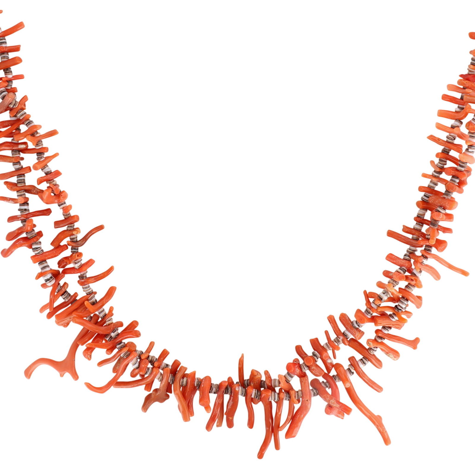 Richardson's Trading Post Vintage Santo Domingo Sterling Branch Coral Heishi Necklace (1 of 7)