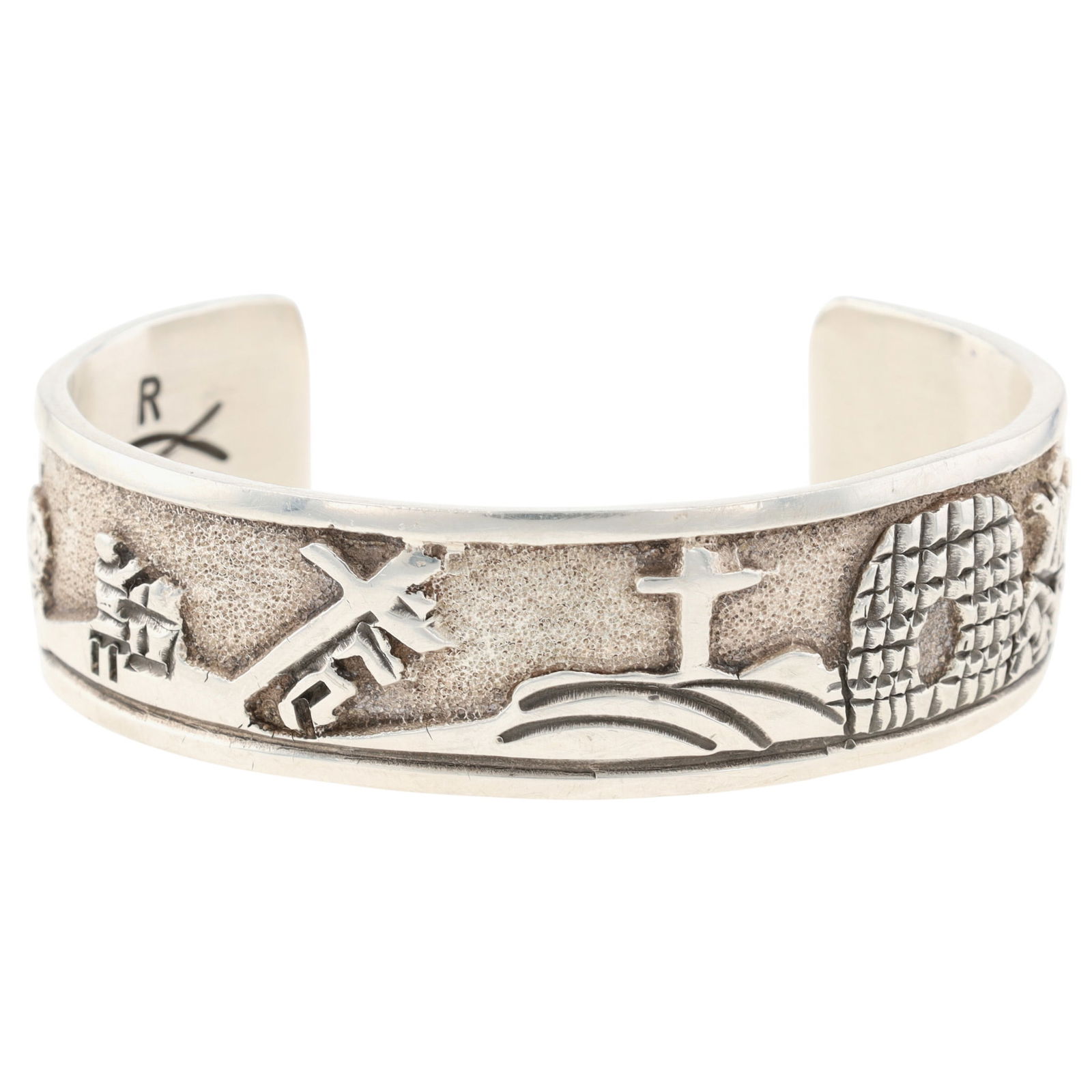 Richardson's Trading Post Roger John Navajo Plain Silver Storyteller Cuff Bracelet (1 of 9)