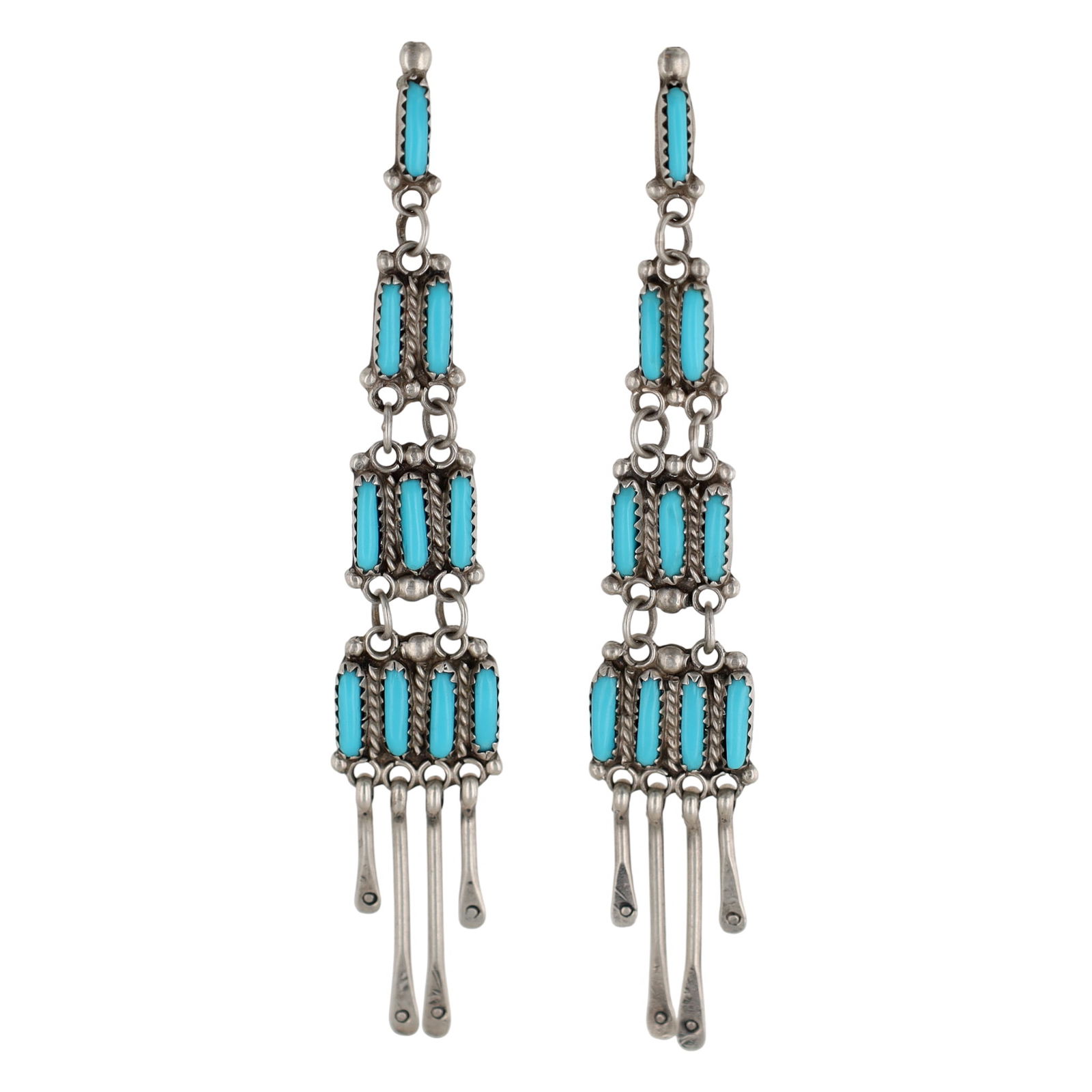 Richardson's Trading Post Clarence Bailon Santo Domingo Sterling Turquoise Stud Dangle Earrings (1 of 5)
