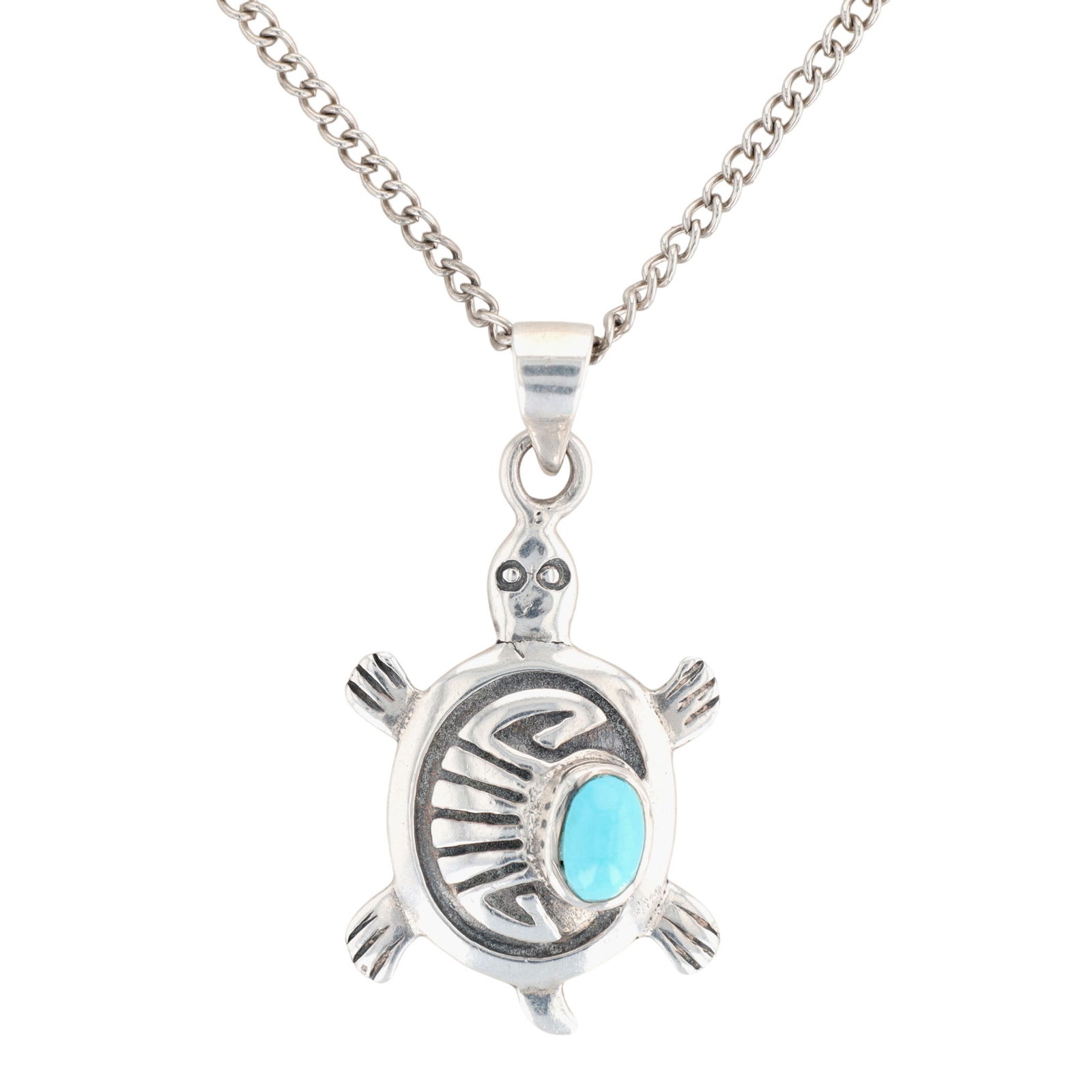 Richardson's Trading Post Navajo Sterling Turquoise Overlay Turtle Necklace (1 of 7)
