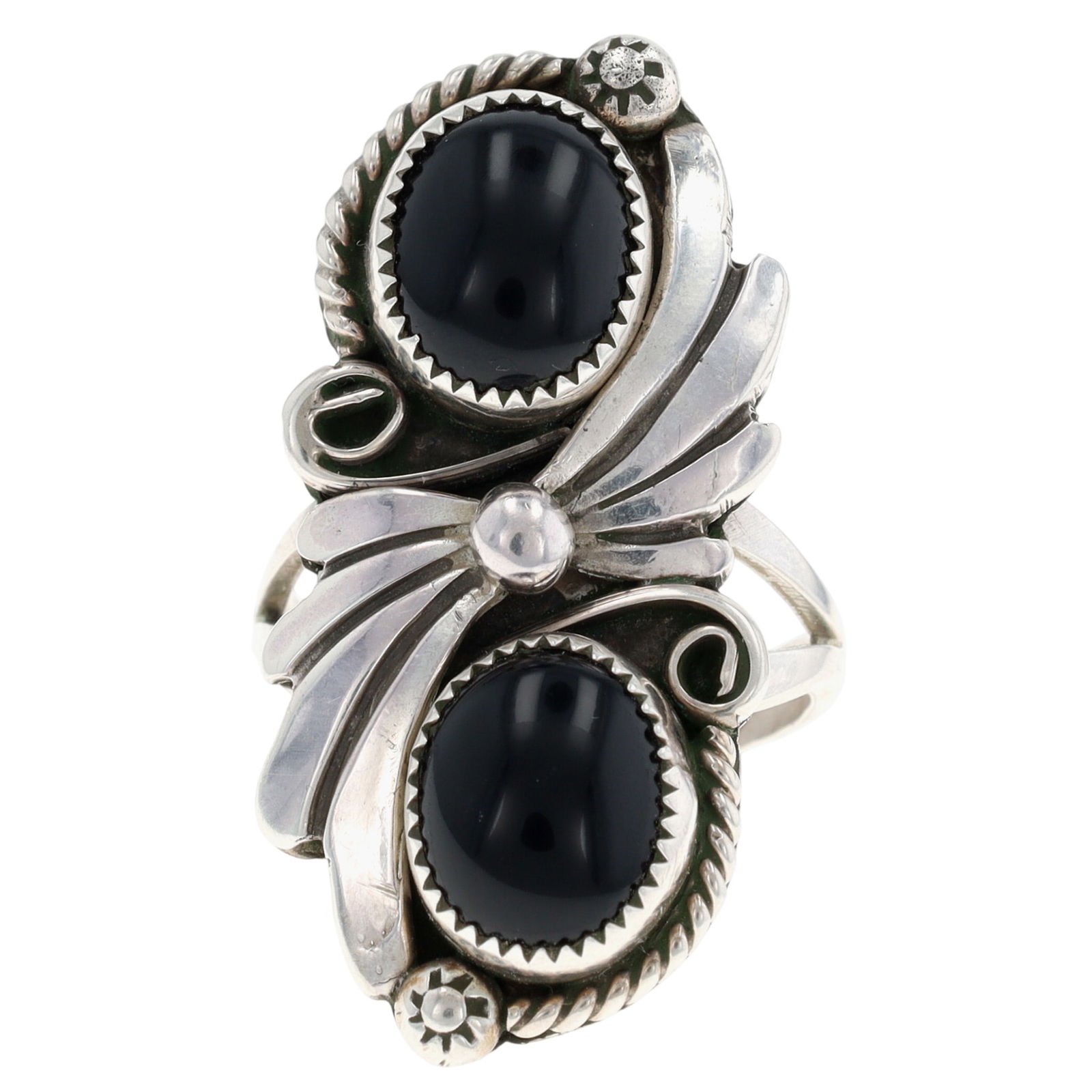 Richardson's Trading Post Signed Navajo Sterling Onyx Ring Sz 10 (1 of 8)