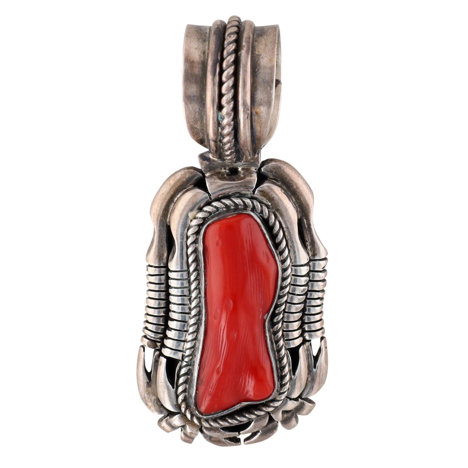 Richardson's Trading Post John Duran Navajo Sterling Coral Pendant (1 of 4)