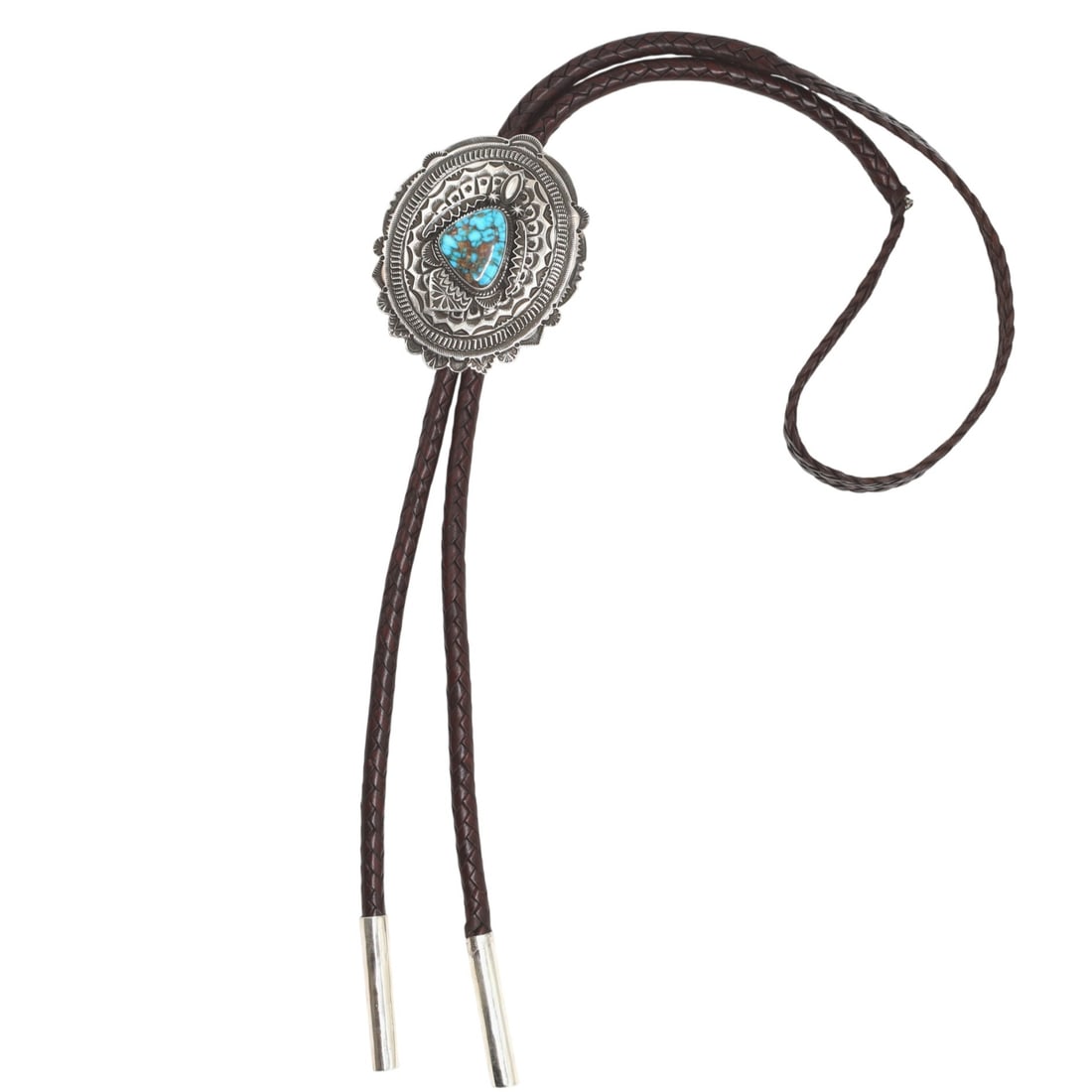 Richardson's Trading Post Freddie Maloney Navajo Sterling Turquoise Bolo Tie - 3