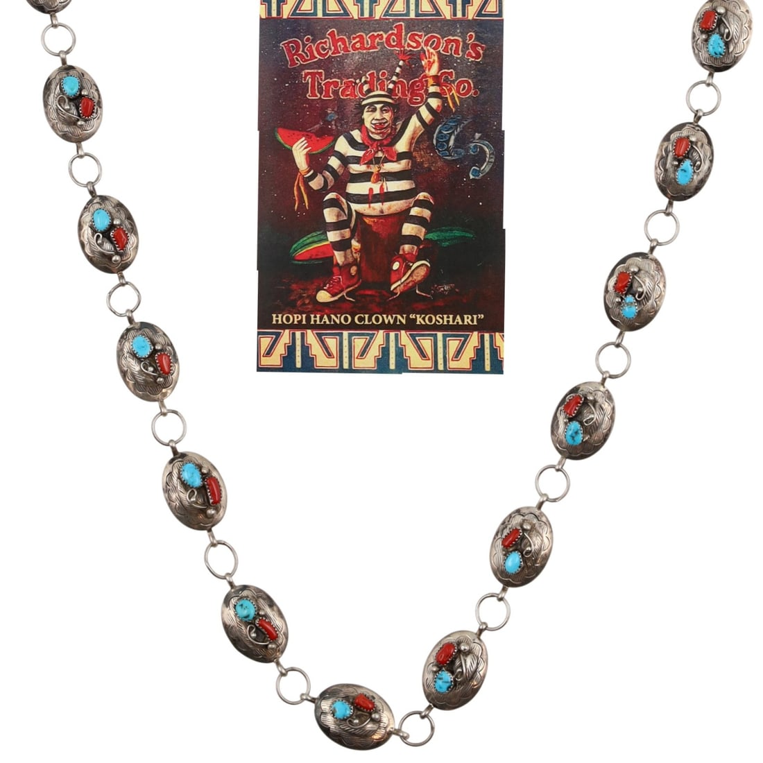 Richardson's Trading Post Randall Endito Navajo Sterling Multi-Stone Concho Link Belt: Presented in partnership with the historic Richardson’s Trading Post, a cornerstone of Native American jewelry since 1913. Selected from their archives of rare vintage and contemporary pieces. Randa
