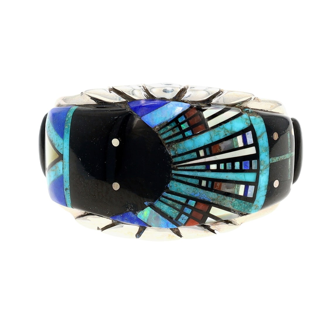 Richardson's Trading Post Ervin P. Tsosie Navajo Sterling Multi-Stone Apache Crown Dancer Inlay Ring (1 of 9)