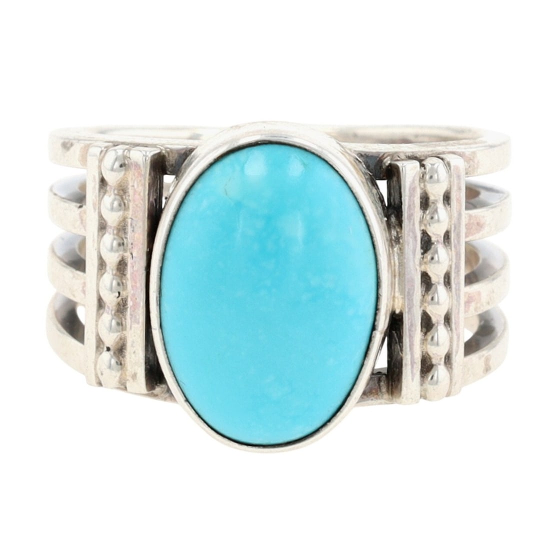Richardson's Trading Post Thomas Yazzie Navajo Sterling Turquoise Ring Sz 7.75 (1 of 8)