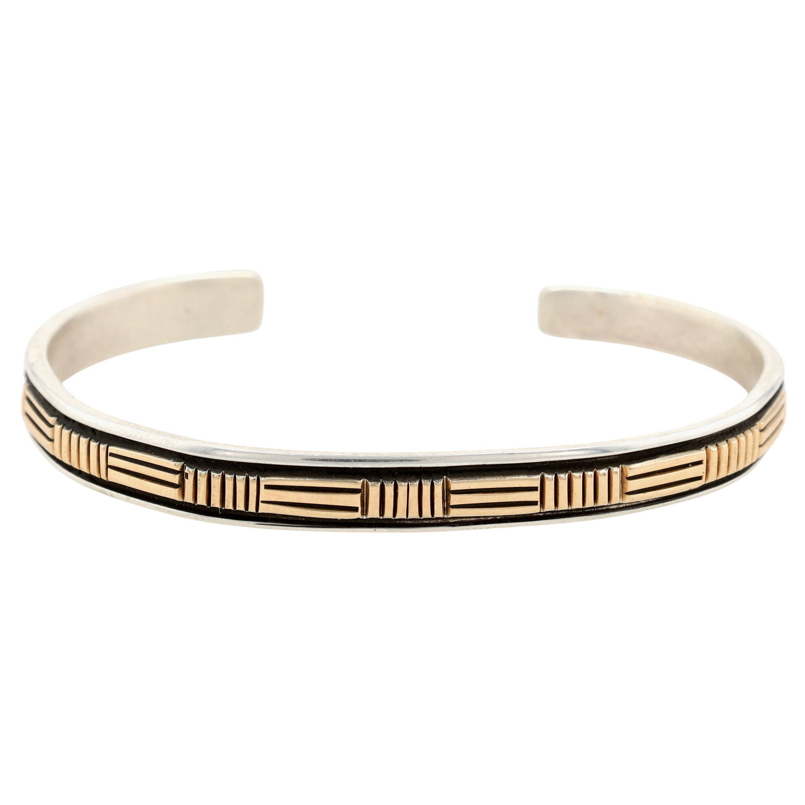 Richardson's Trading Post Bruce Morgan Navajo 14K Gold Over Sterling Cuff Bracelet (1 of 9)