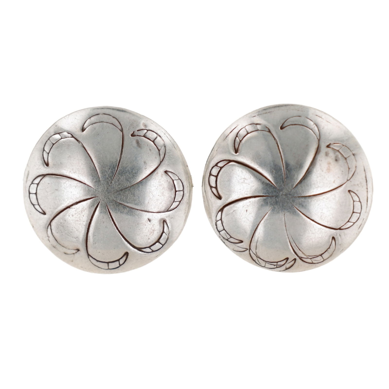 Richardson's Trading Post Vintage Navajo Sterling Hollow Form Disc Earrings (1 of 5)