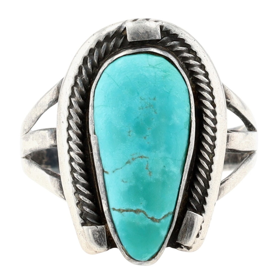 Richardson's Trading Post 30's/40's UITA6 Navajo Sterling Turquoise Naja Ring Sz 7.5 (1 of 8)