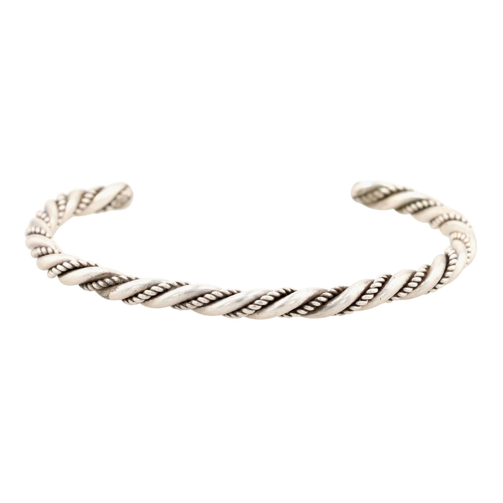 Richardson's Trading Post Vintage Navajo Plain Silver Twist Cuff Bracelet: Presented in partnership with the historic Richardson’s Trading Post, a cornerstone of Native American jewelry since 1913. Selected from their archives of rare vintage and contemporary pieces. Vinta