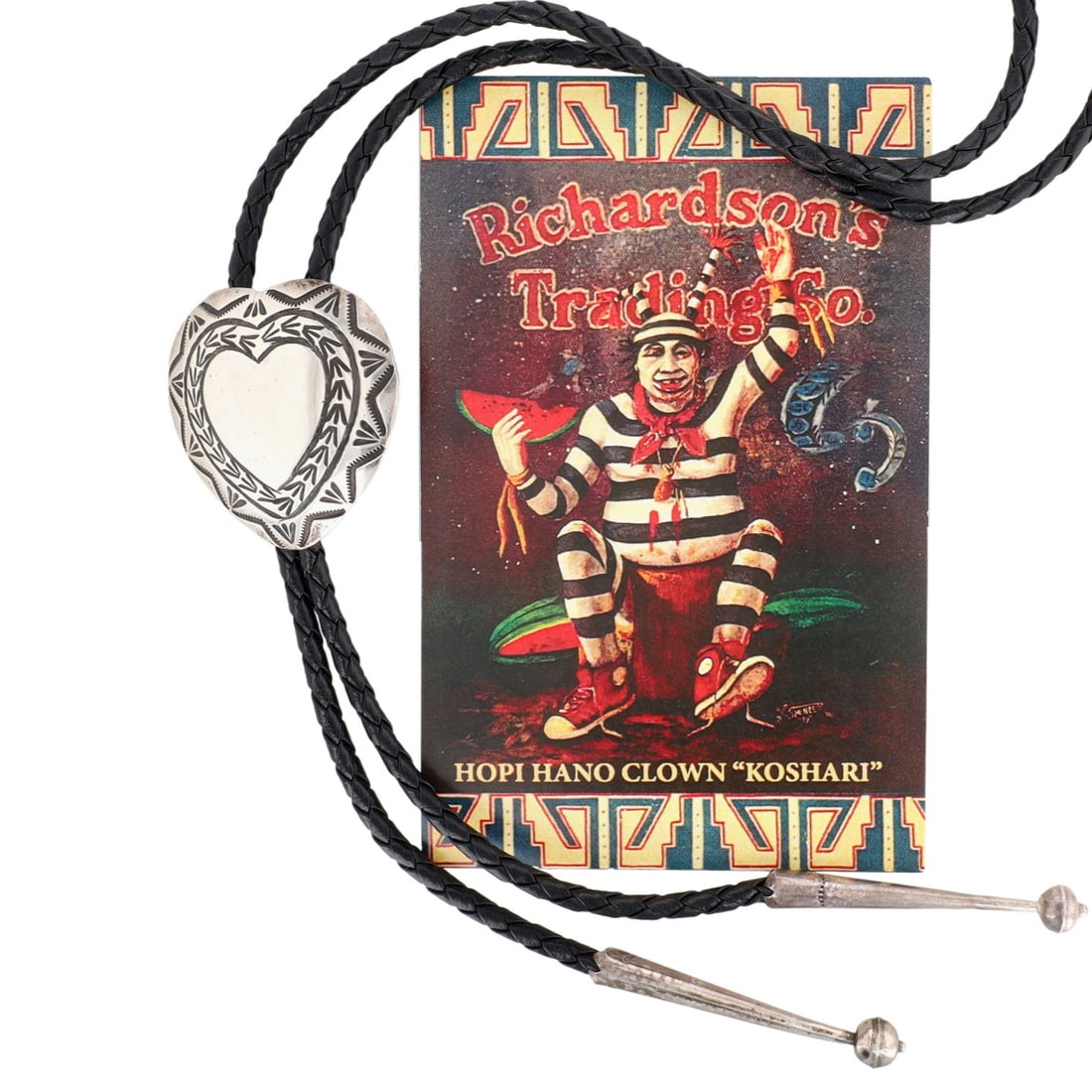 Richardson's Trading Post VIntage Navajo Plain Silver Heart Bolo Tie: Presented in partnership with the historic Richardson’s Trading Post, a cornerstone of Native American jewelry since 1913. Selected from their archives of rare vintage and contemporary pieces. VInta