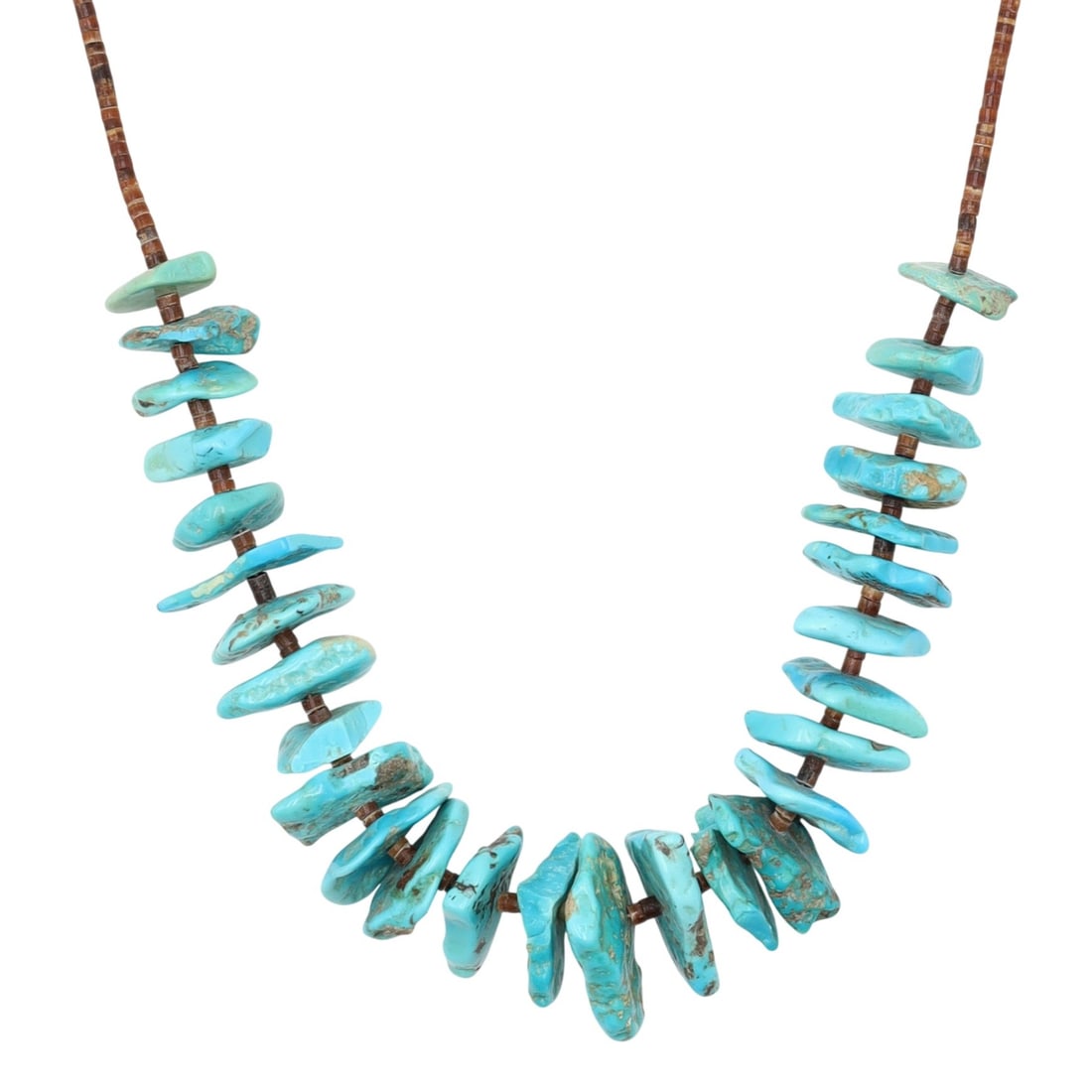 Richardson's Trading Post Vintage Navajo Sterling Slab Turquoise Heishi Necklace (1 of 8)