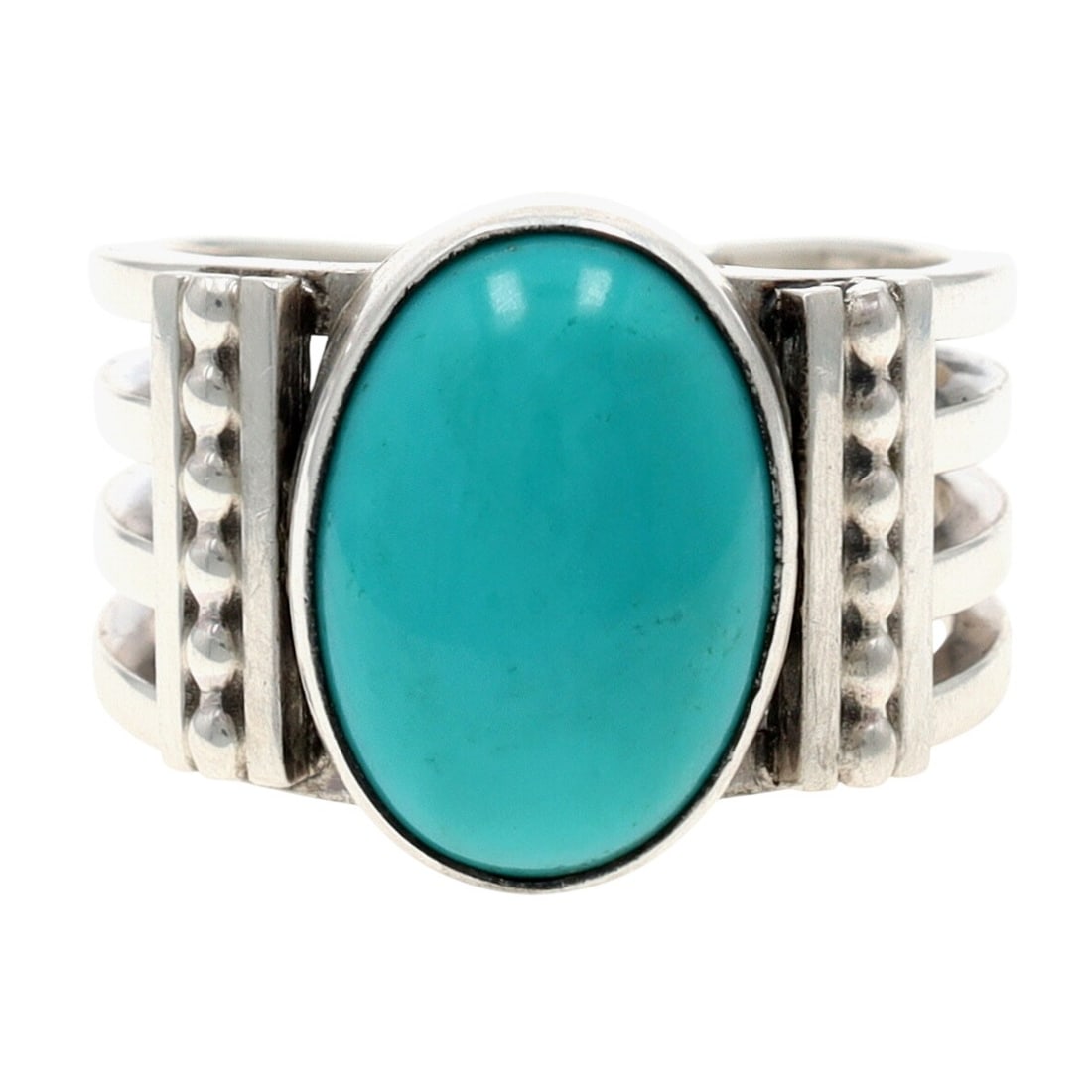 Richardson's Trading Post Thomas Yazzie Navajo Sterling Turquoise Ring Sz 6.75 (1 of 7)