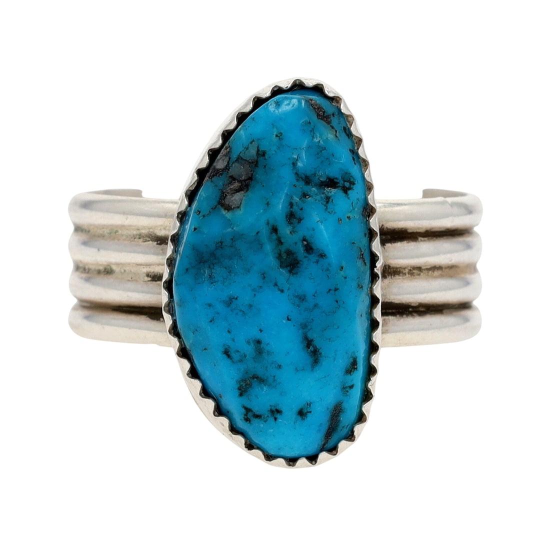 Richardson's Trading Post Running Bear Shop Navajo Sterling Turquoise Ring Sz 11 (1 of 7)