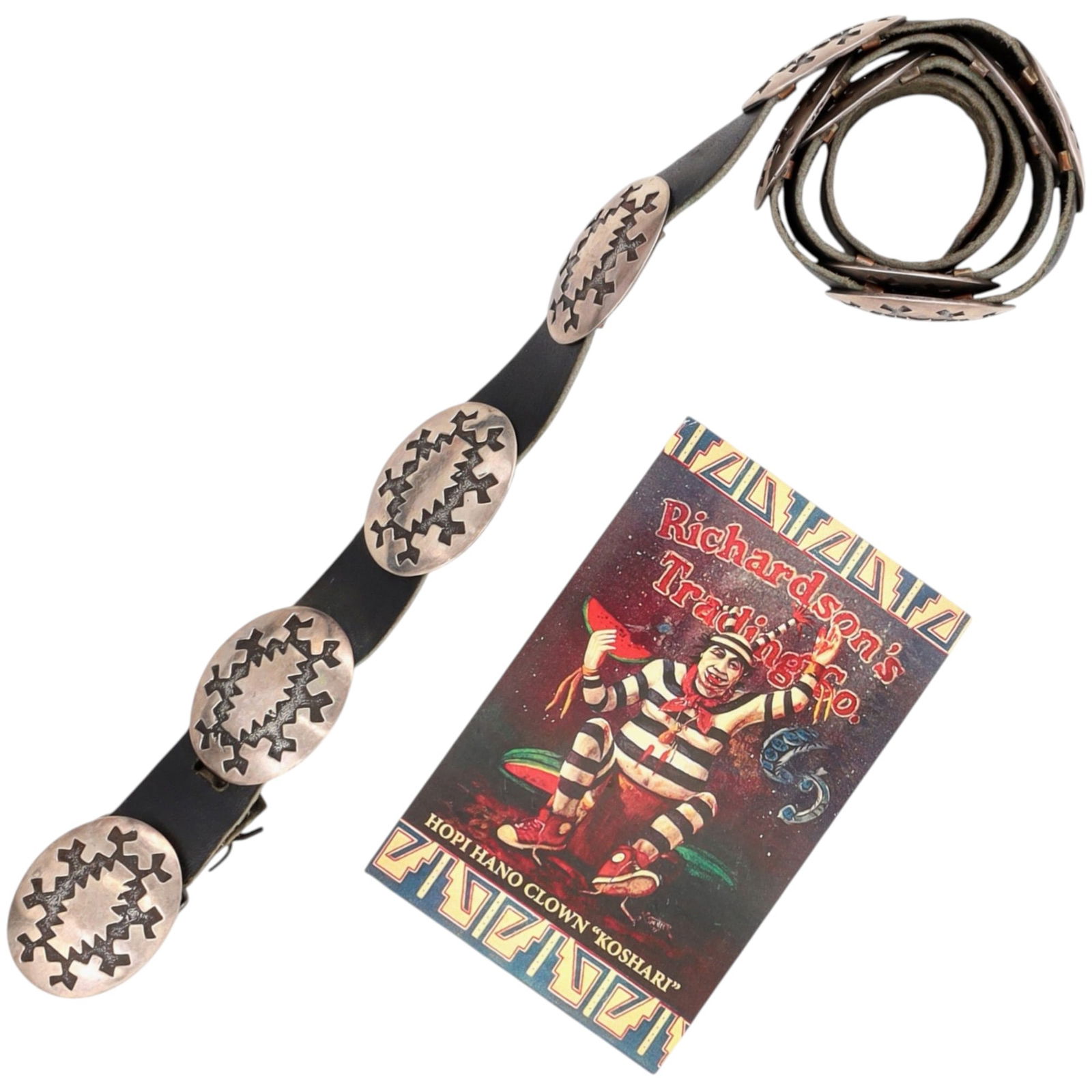 Richardson's Trading Post Vintage Hopi Plain Silver Overlay Concho Belt (1 of 7)