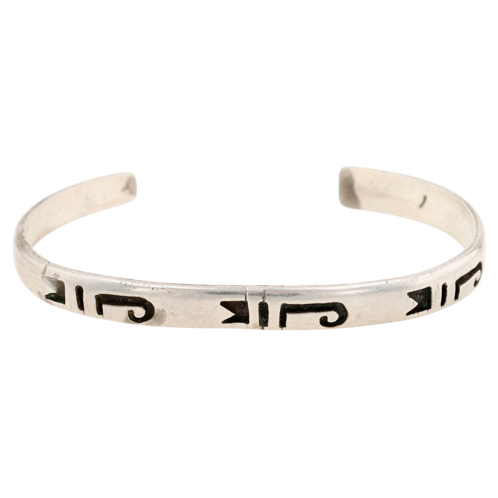 Richardson's Trading Post Vintage Hopi Plain Silver Overlay Cuff Bracelet (1 of 7)