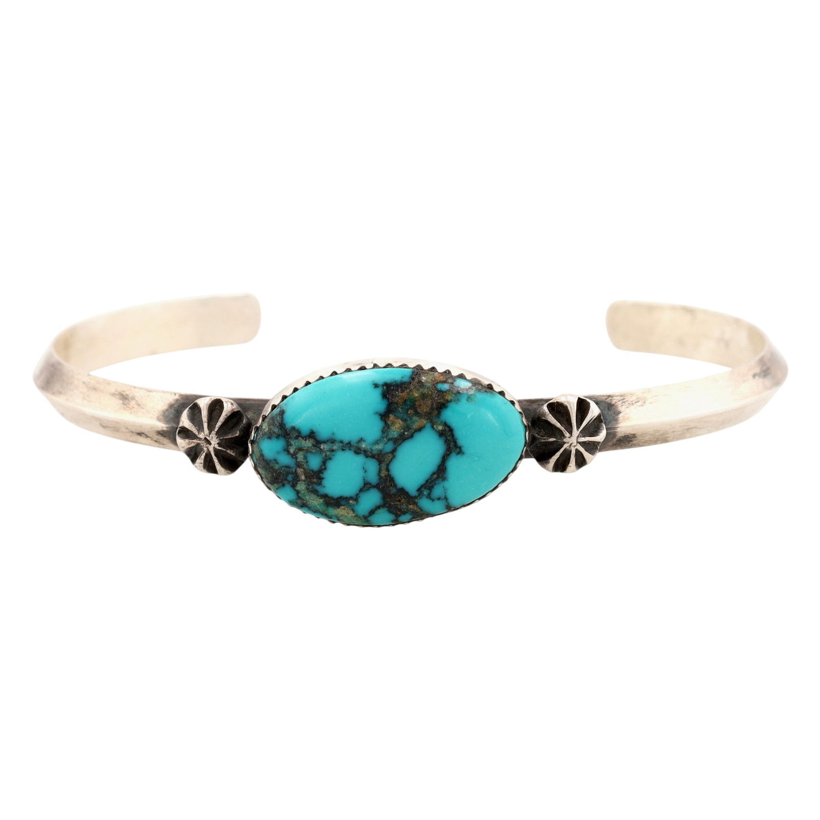 Richardson's Trading Post Donovan Skeet Navajo Sterling Turquoise Cuff Bracelet (1 of 9)