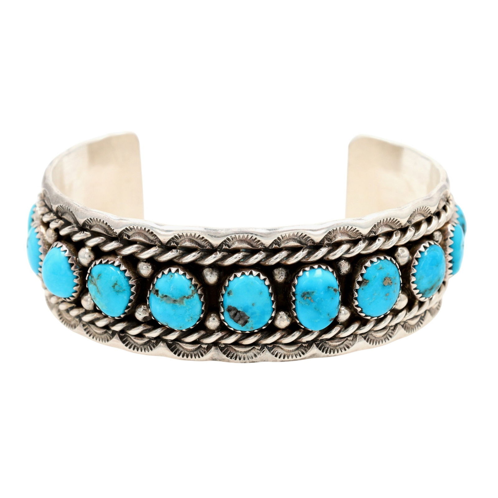 Richardson's Trading Post Chester Charley Navajo Sterling Turquoise Cuff Bracelet (1 of 8)