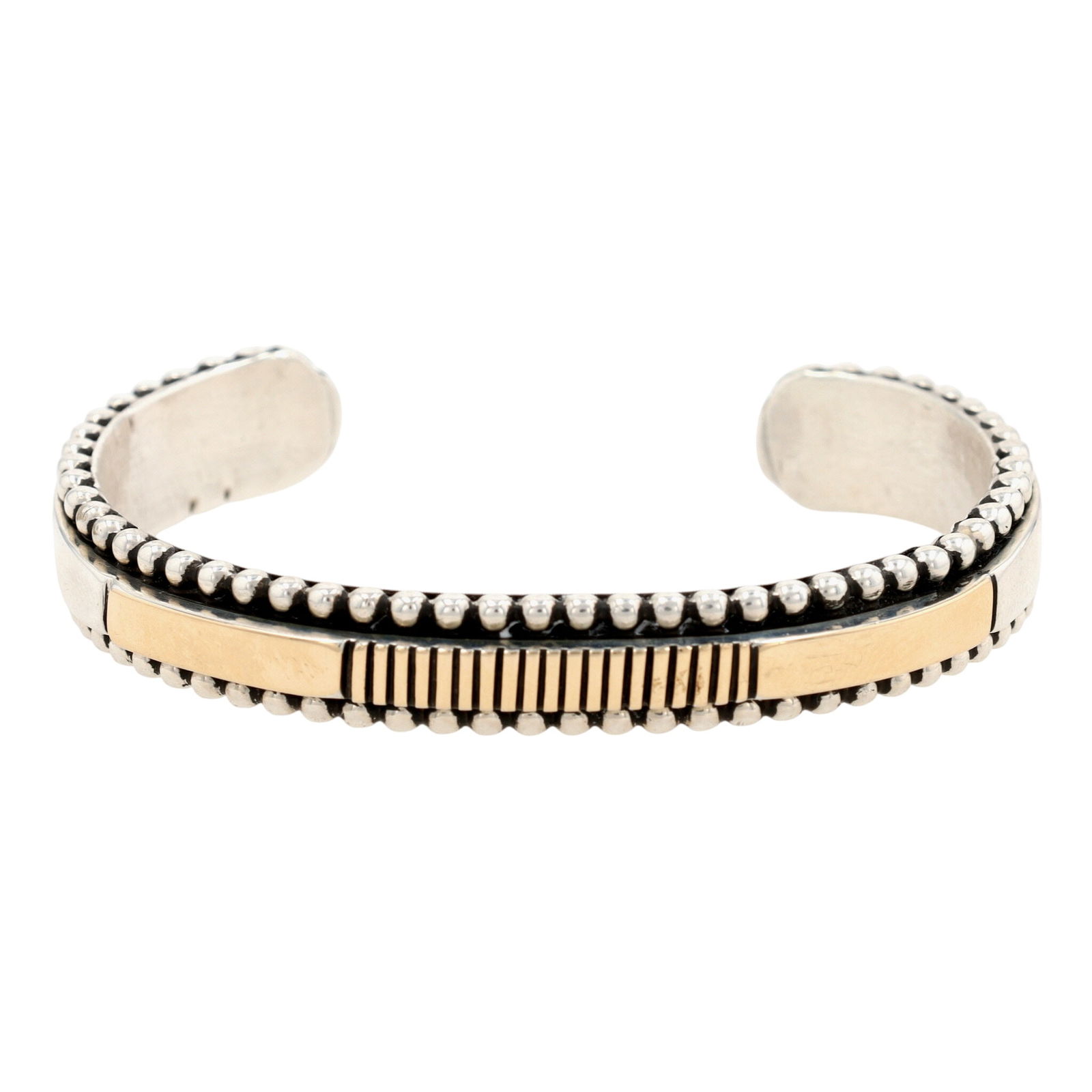 Richardson's Trading Post Jonathan Nez Navajo 14K Gold Sterling Cuff Bracelet (1 of 9)